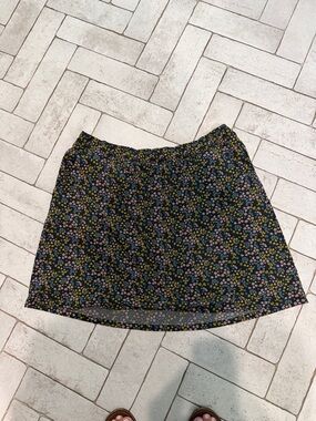 Toad&Co Black Mini Skirt with Pink & Yellow Floral Print